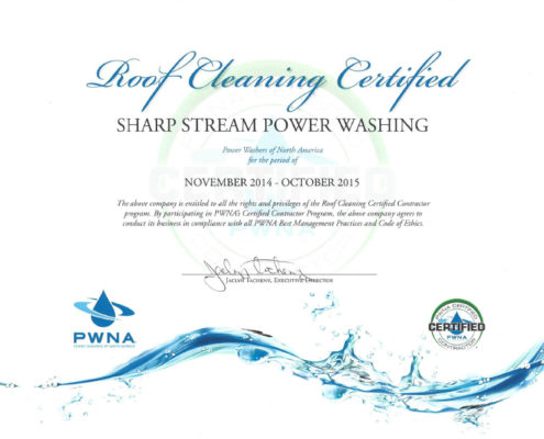 sharp stream power washing certificate