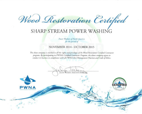 sharp stream power washing certificate