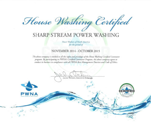 sharp stream power washing certificate
