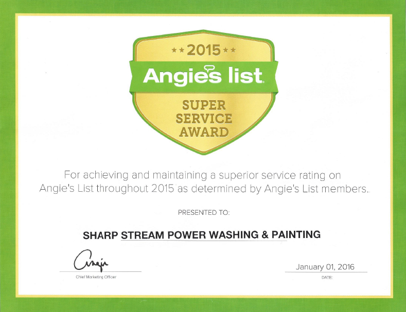 sharp stream power washing angies list certificate