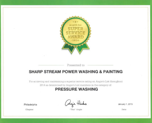 sharp stream power washing angie certificate